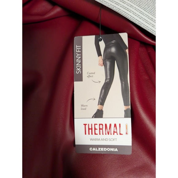 Calzedonia Thermal Skinny Fit Coated Leggings Rosso Scuro Burgundy Red MIP037 M - Picture 9 of 12